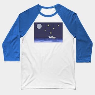 Paper boat night scene Baseball T-Shirt